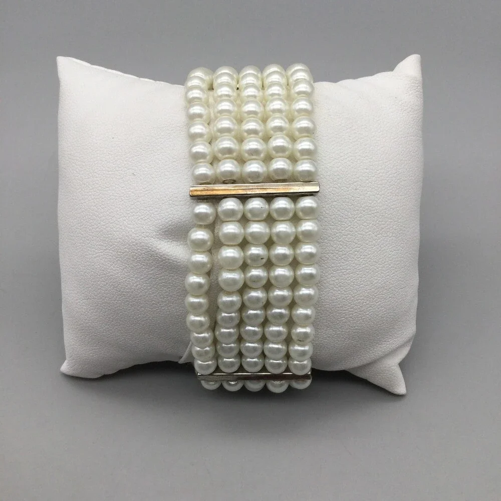 TCZ Womens Watch 31mm White MOP Dial Faux Pearl Band New Battery 7.25